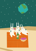 Lapins festifs sous les &eacute;toiles de P&acirc;ques